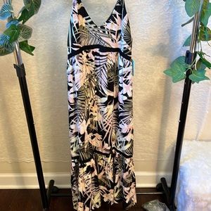 CeCe by Cynthia Steffe Soft Palms Midi Dress, Black/Multi, Women’s Size 6